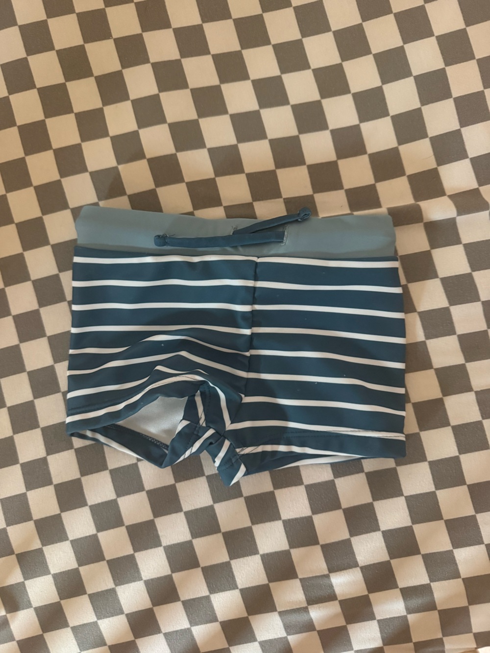 Little Planet Striped Blue & White Swim Trunks